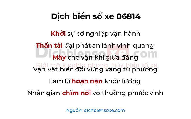 Dịch thơ biển số 06814