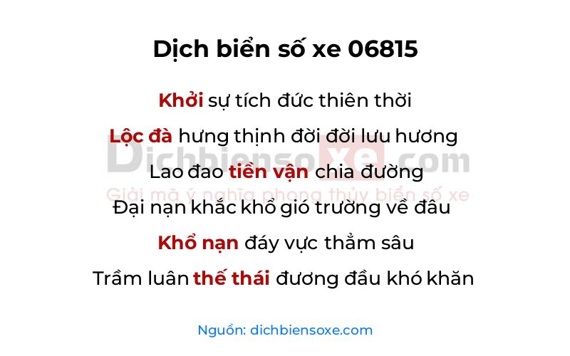 Dịch thơ biển số 06815