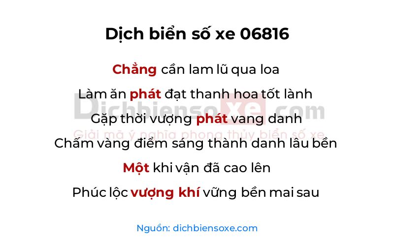 Dịch thơ biển số 06816