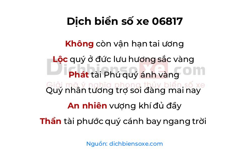 Dịch thơ biển số 06817
