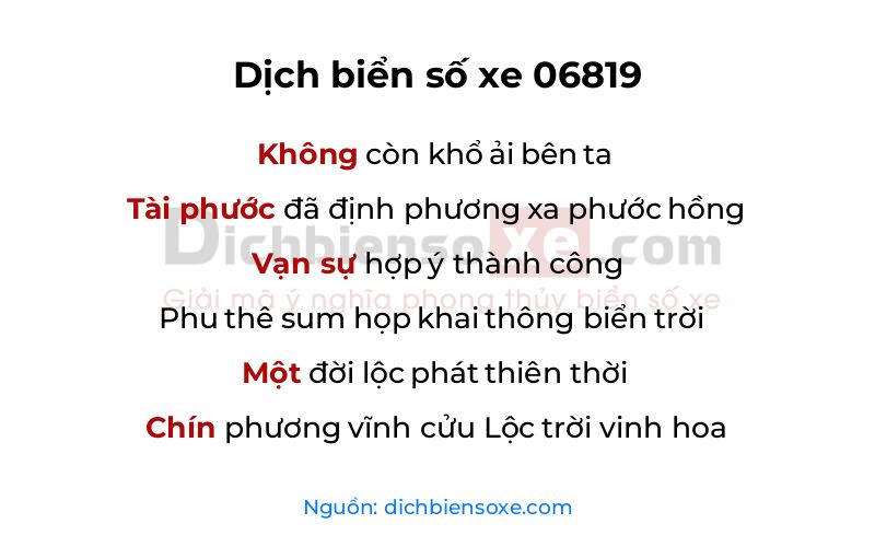 Dịch thơ biển số 06819