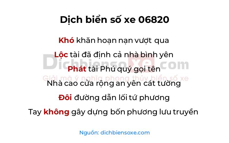 Dịch thơ biển số 06820