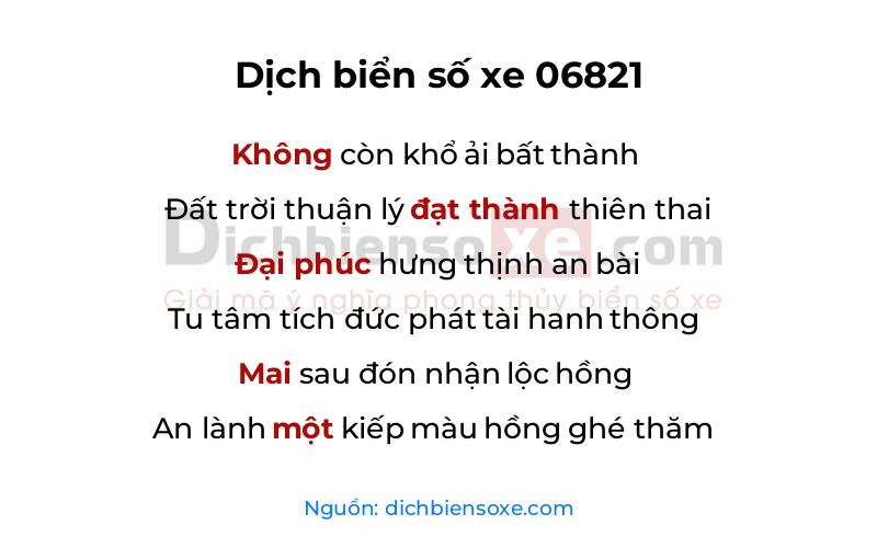 Dịch thơ biển số 06821
