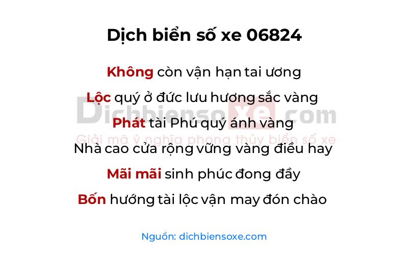 Dịch thơ biển số 06824