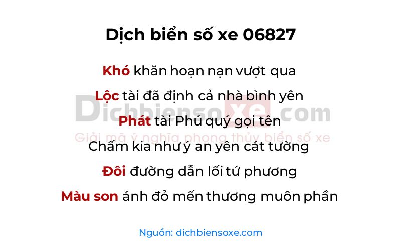 Dịch thơ biển số 06827