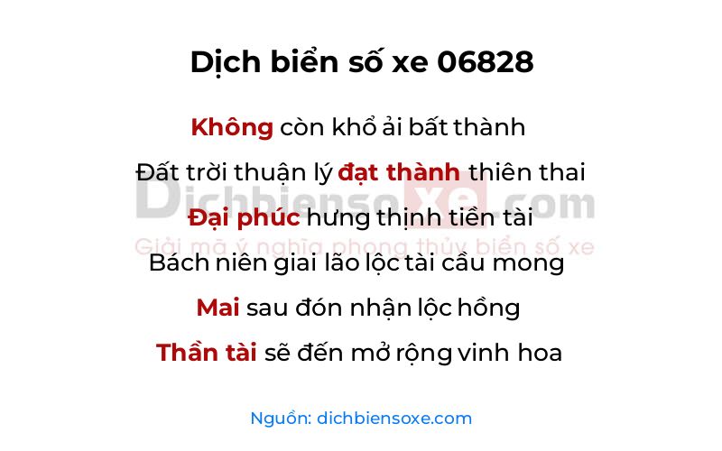 Dịch thơ biển số 06828