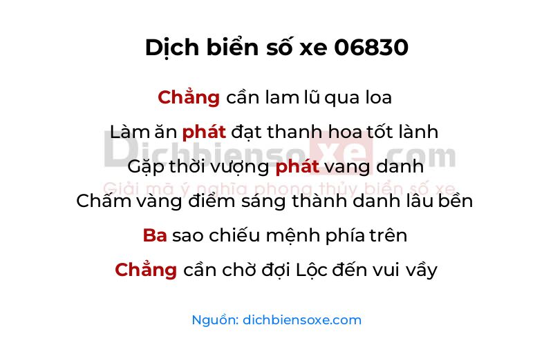 Dịch thơ biển số 06830