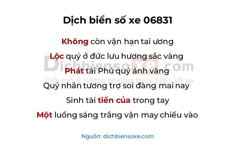 Dịch thơ biển số 06831