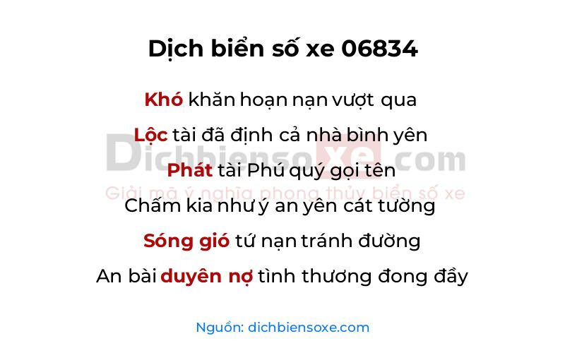 Dịch thơ biển số 06834
