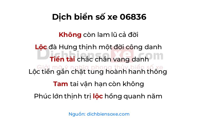 Dịch thơ biển số 06836