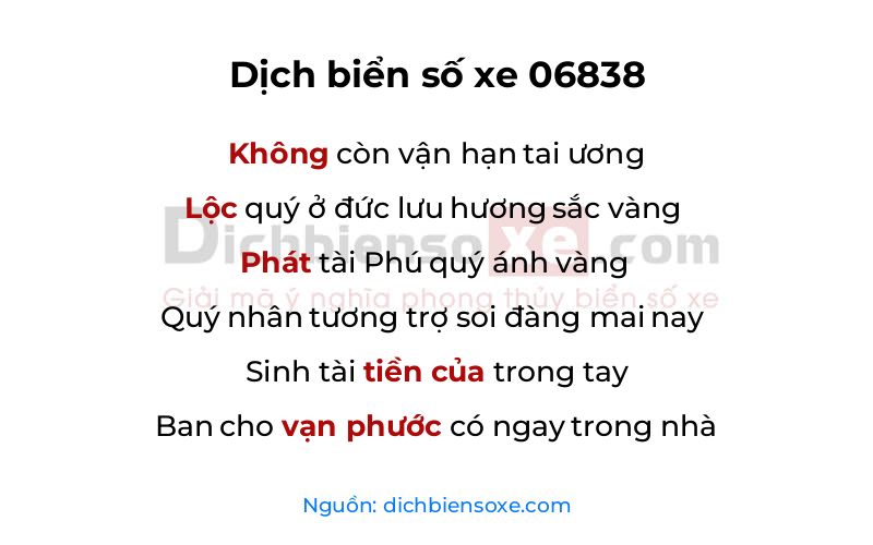 Dịch thơ biển số 06838