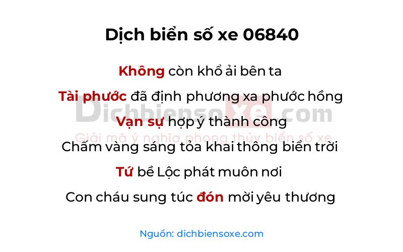 Dịch thơ biển số 06840