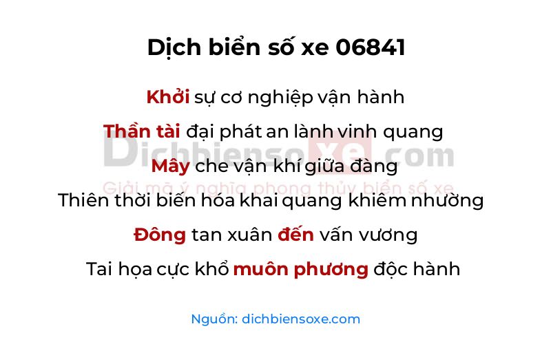Dịch thơ biển số 06841