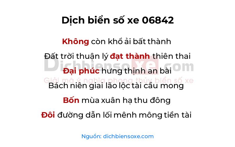 Dịch thơ biển số 06842