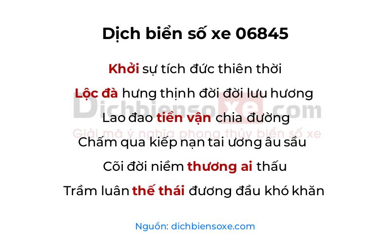 Dịch thơ biển số 06845