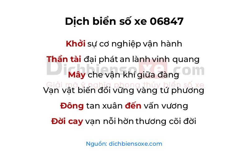 Dịch thơ biển số 06847