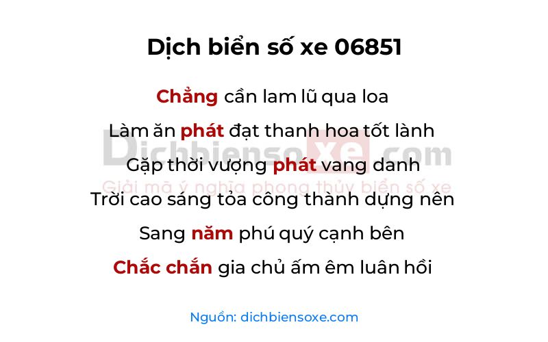 Dịch thơ biển số 06851