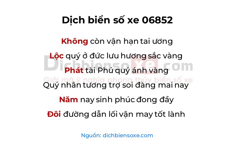Dịch thơ biển số 06852