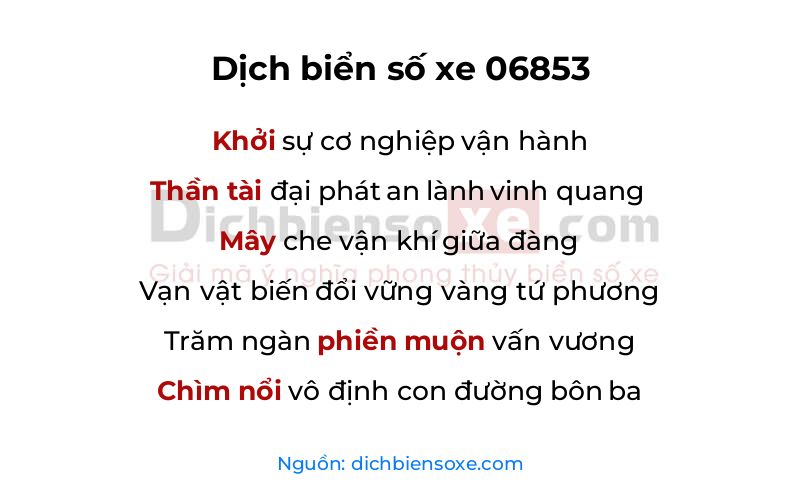 Dịch thơ biển số 06853