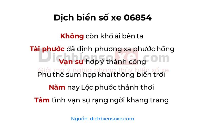 Dịch thơ biển số 06854