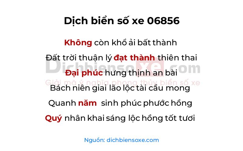 Dịch thơ biển số 06856