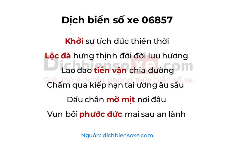 Dịch thơ biển số 06857