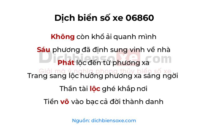 Dịch thơ biển số 06860