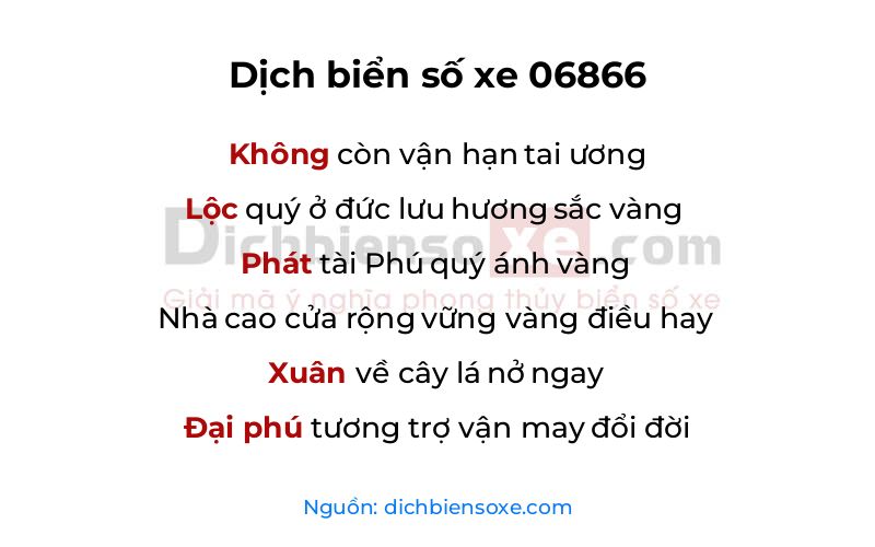 Dịch thơ biển số 06866