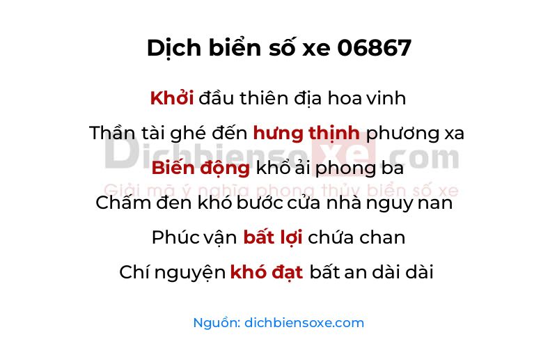Dịch thơ biển số 06867