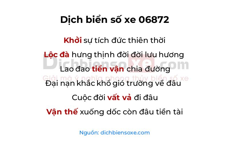 Dịch thơ biển số 06872
