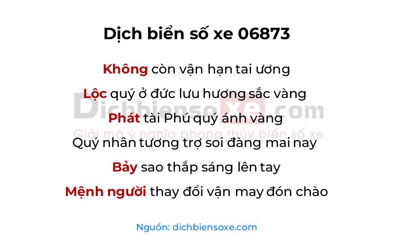 Dịch thơ biển số 06873
