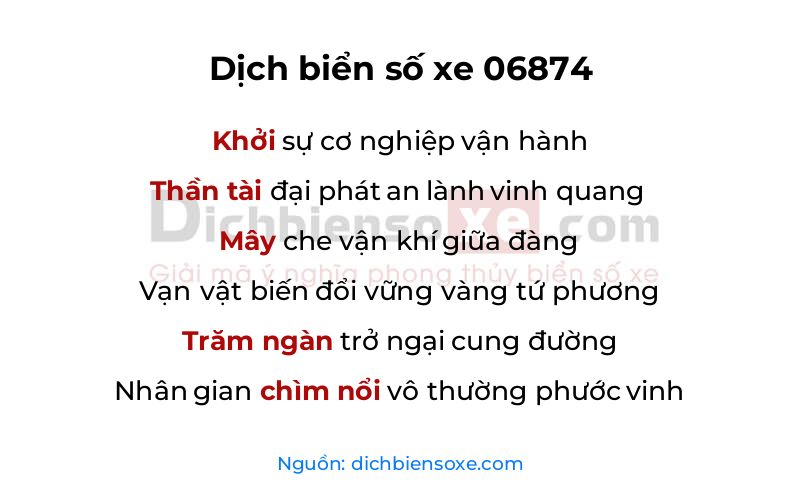 Dịch thơ biển số 06874