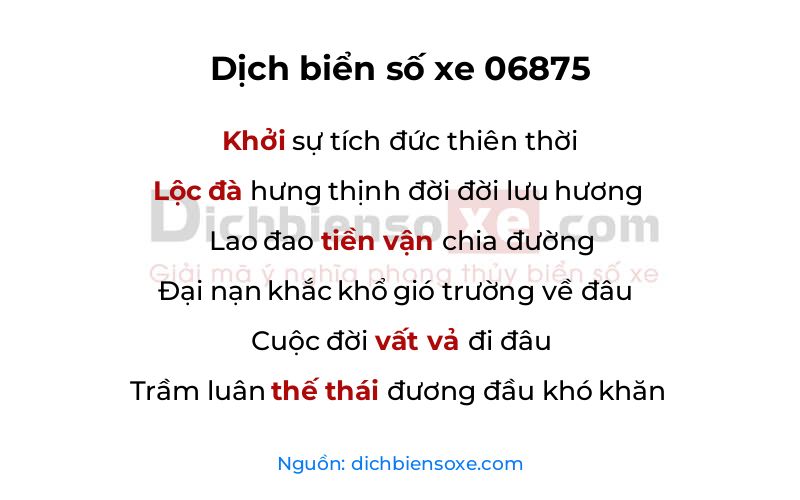 Dịch thơ biển số 06875
