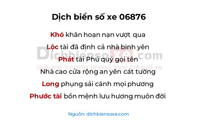 Dịch thơ biển số 06876