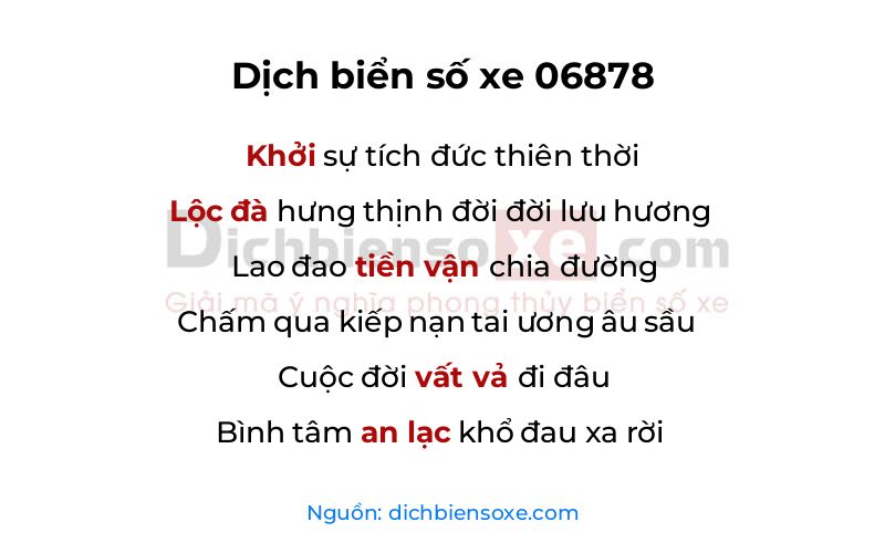 Dịch thơ biển số 06878