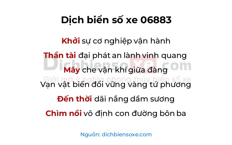 Dịch thơ biển số 06883