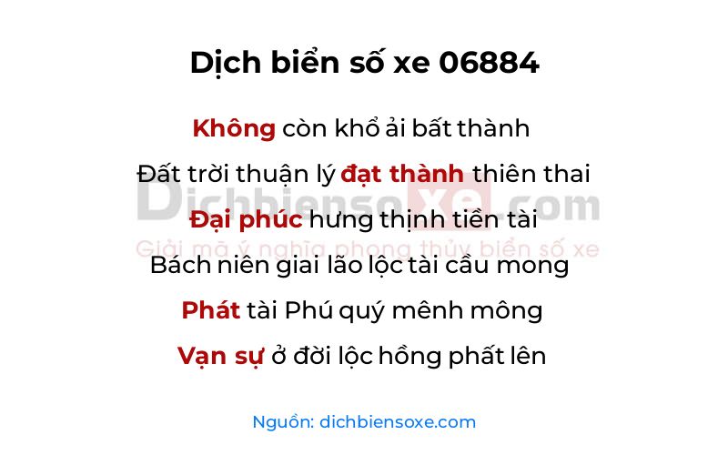 Dịch thơ biển số 06884