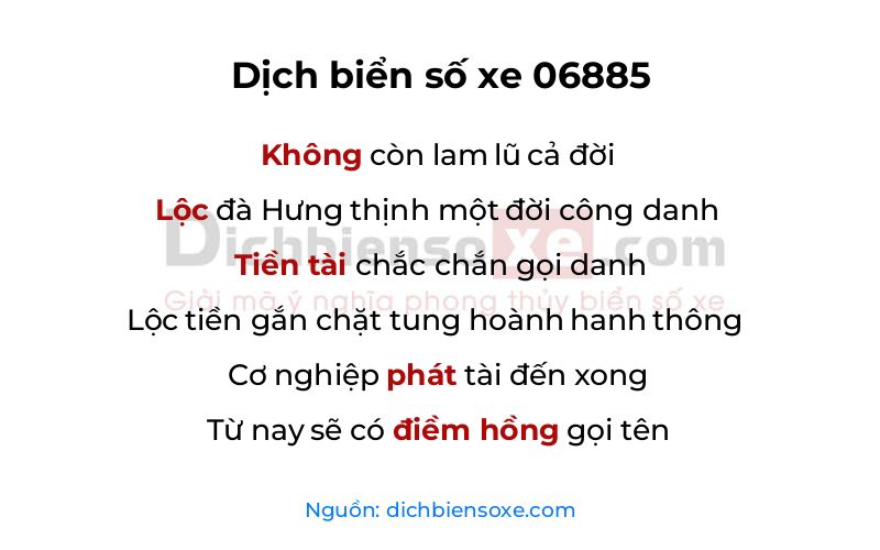 Dịch thơ biển số 06885