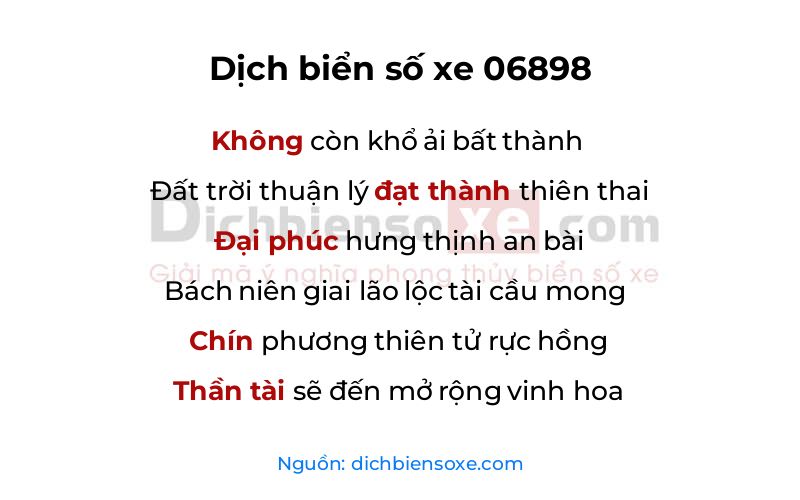 Dịch thơ biển số 06898