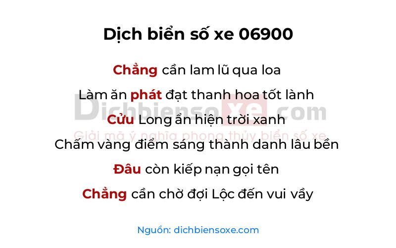 Dịch thơ biển số 06900