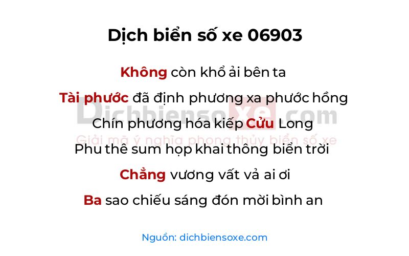 Dịch thơ biển số 06903
