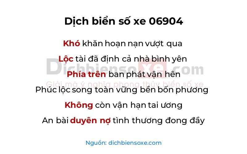 Dịch thơ biển số 06904
