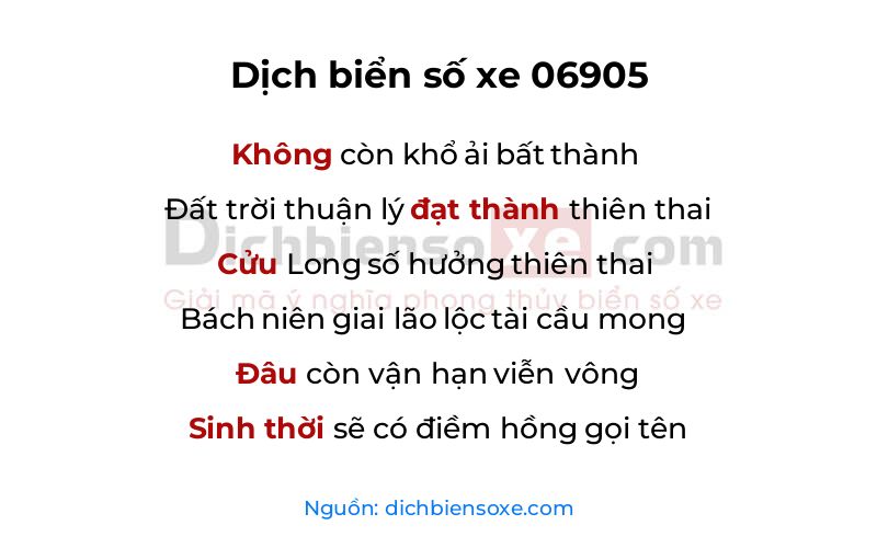 Dịch thơ biển số 06905