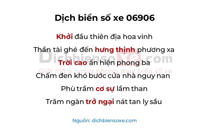 Dịch thơ biển số 06906