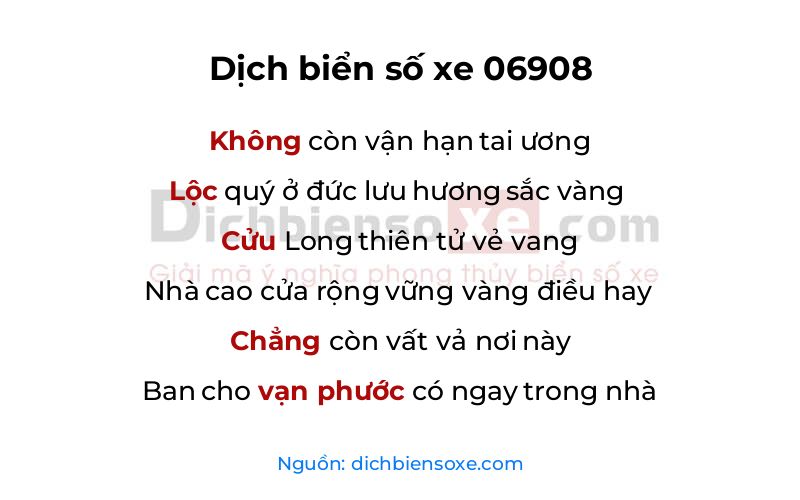 Dịch thơ biển số 06908