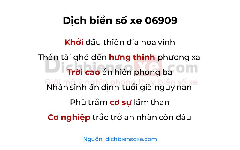 Dịch thơ biển số 06909