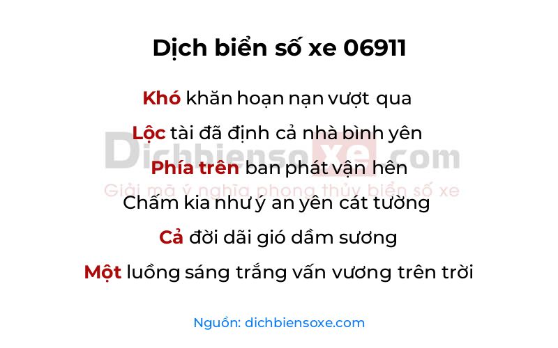 Dịch thơ biển số 06911