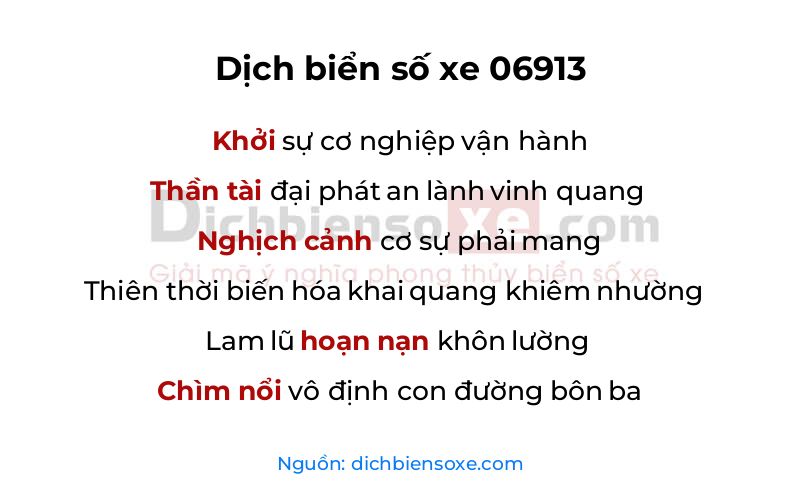 Dịch thơ biển số 06913