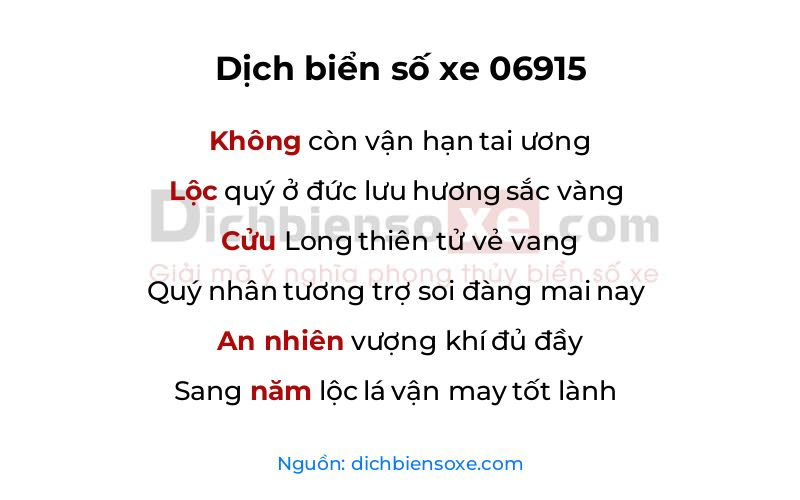 Dịch thơ biển số 06915