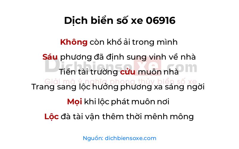 Dịch thơ biển số 06916